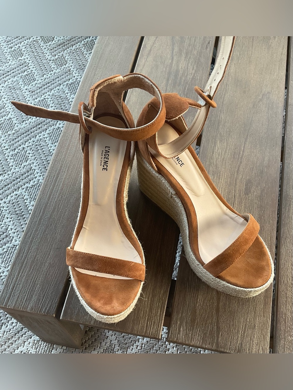 L'AGENCE Elysee Suede Espadrille Wedge Sandals